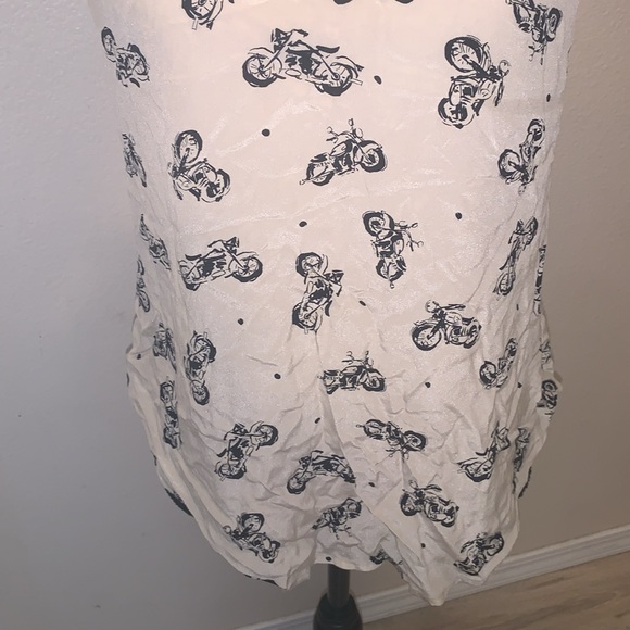 Lucky Brand Motorcycle Print Silk Tank Top Blouse - Picture 3 of 8